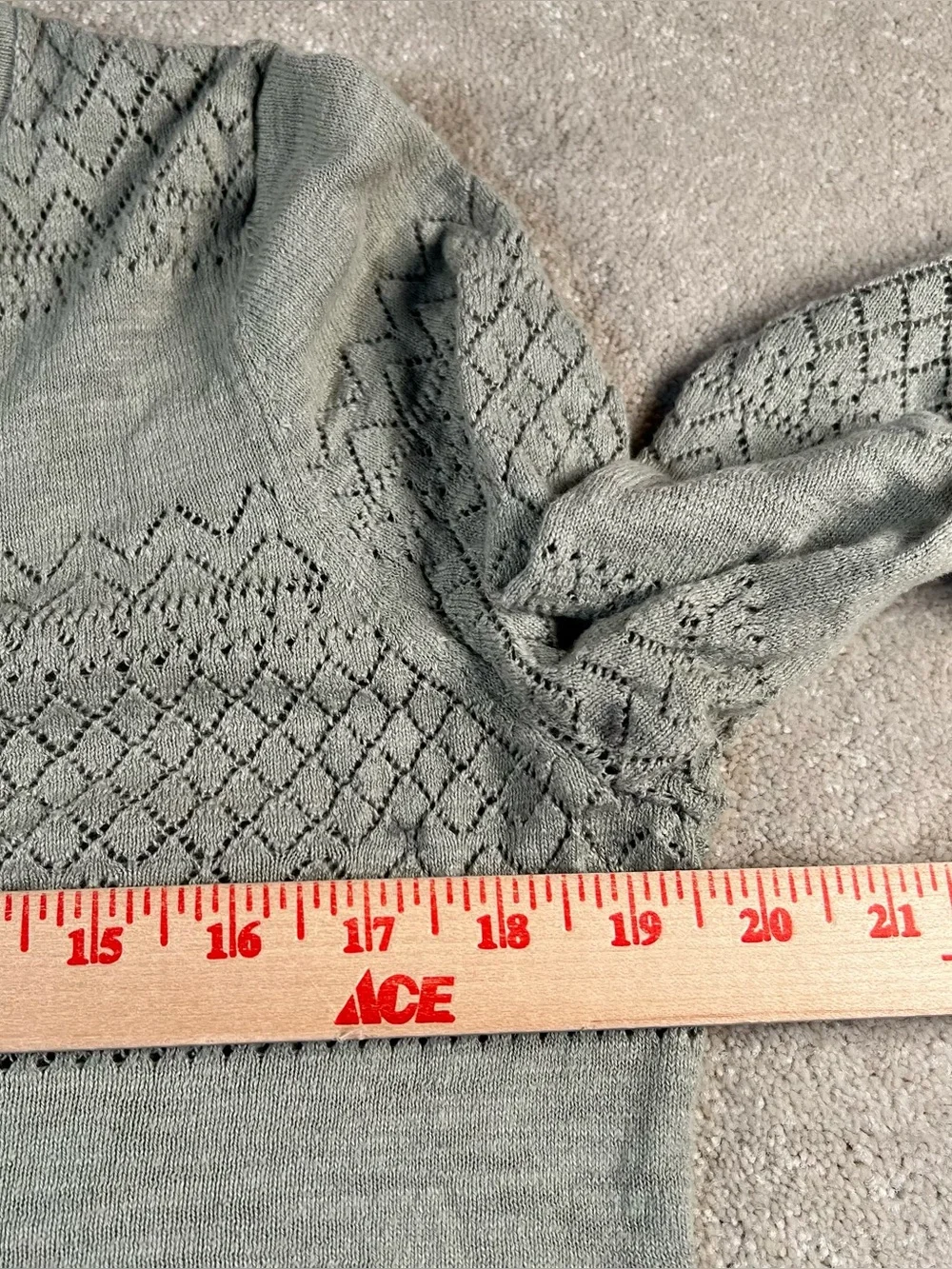 Frye Sweater Cardigan Green See Through Knit V Neck 100% Cotton Lightweight Med